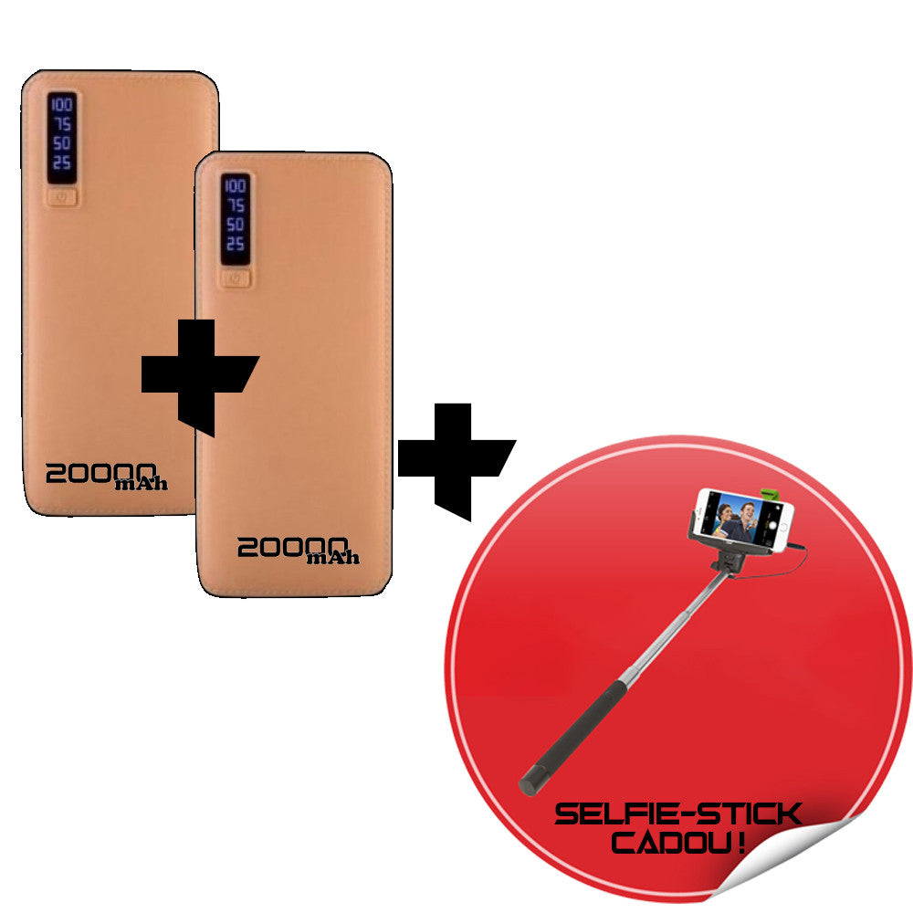 Pachet promotional Baterie externa 1+1 si trepied Selfie Stick CADOU!