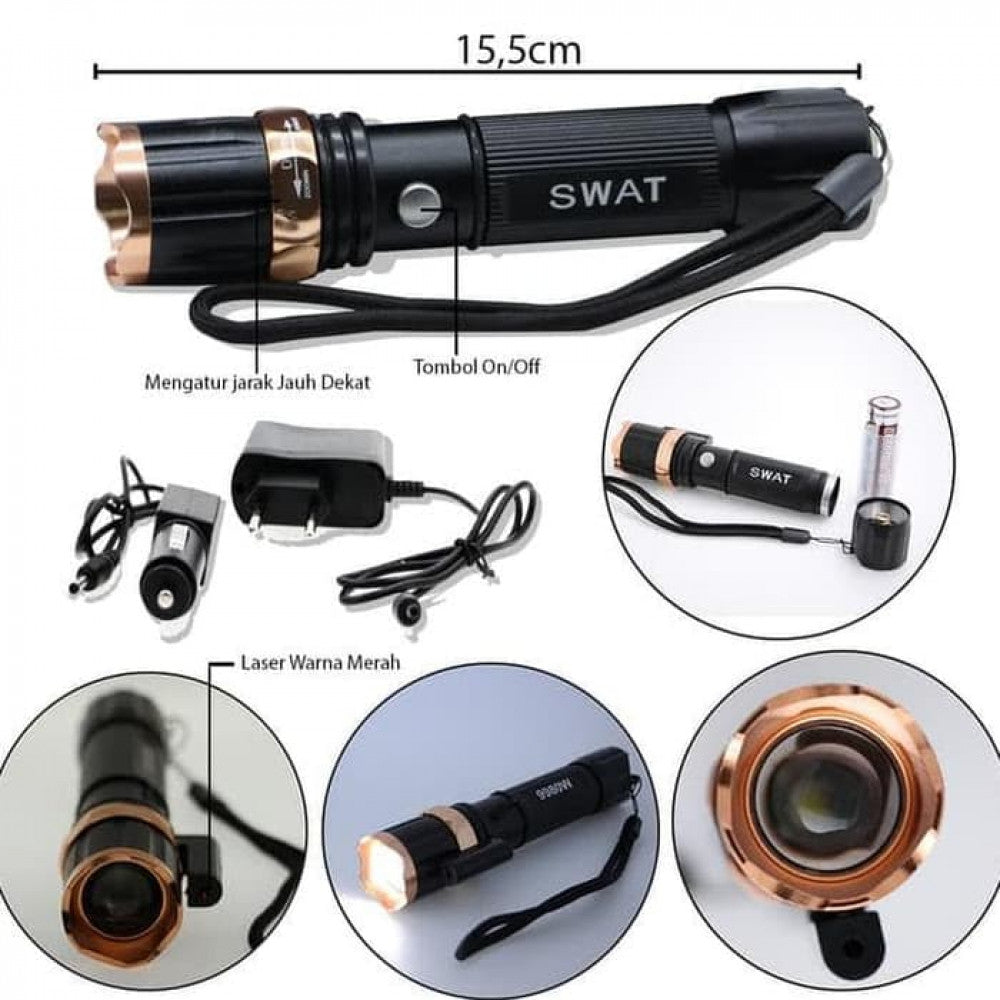 Lanterna cu laser LED Zoom si acumulator