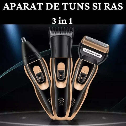 Aparat de ras si tuns, 3 in 1, cu indicator de incarcare