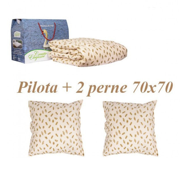 Set pilota puf gasca si 2 perne 70x70