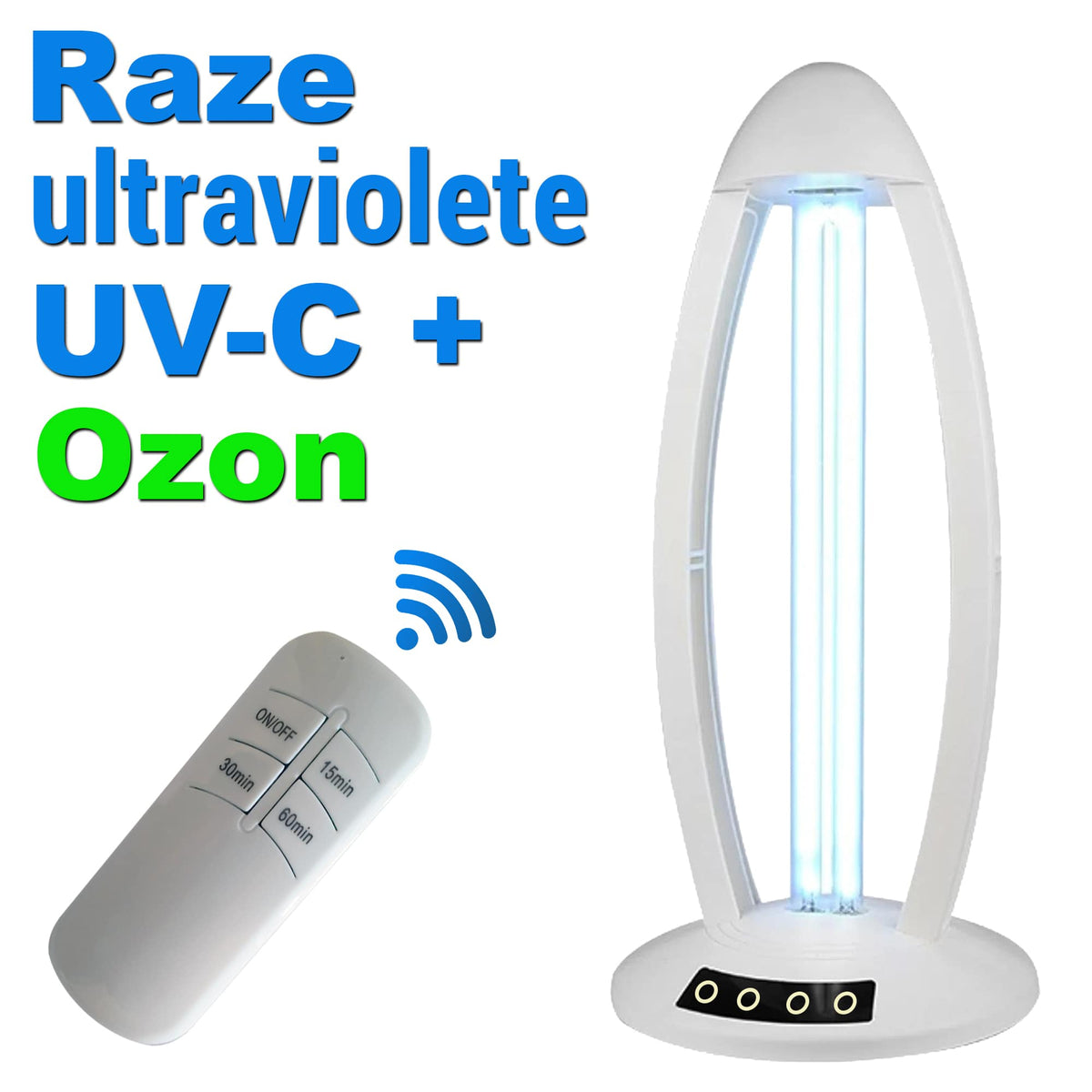 Lampa bactericida UV-C si Ozon, 38W, Telecomanda si Temporizator