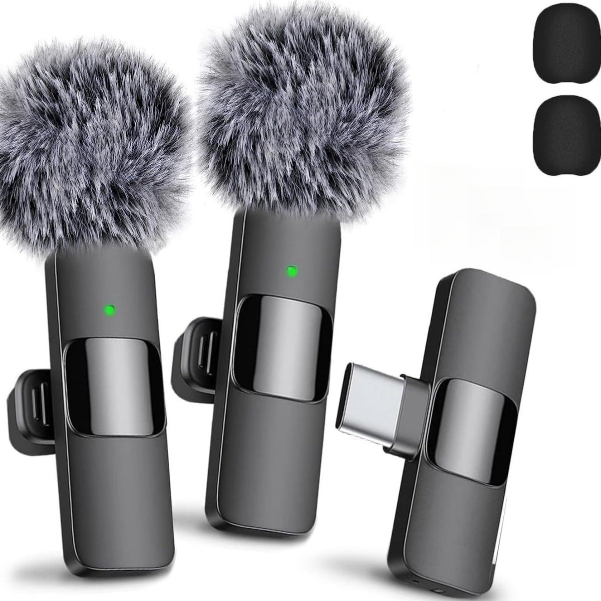 Set 2 microfoane profesionale tip lavaliera USB-C