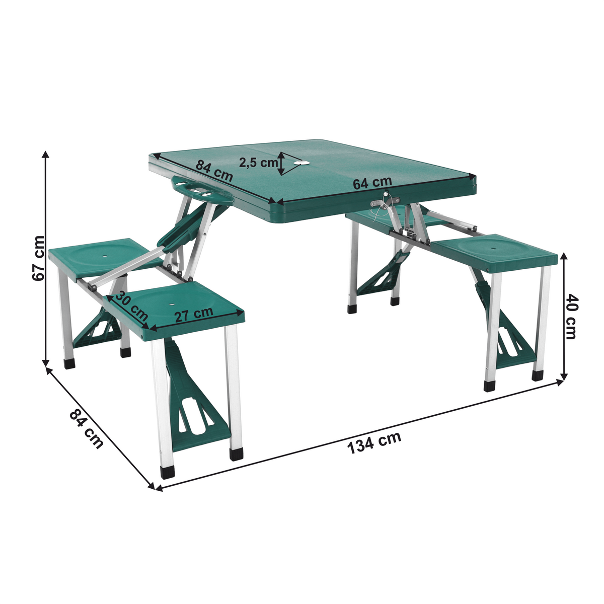 Masa din lemn pliabila, cu 4 scaune, pentru camping