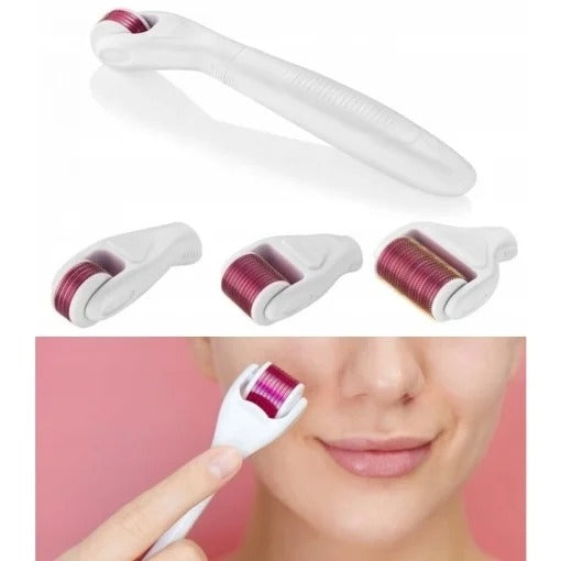 Dermaroller rola dermatologica 4 in 1 cu ace din otel inoxidabil