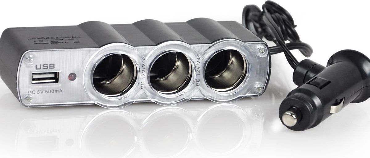 Incarcator auto 60 W cu 3 porturi pentru bricheta