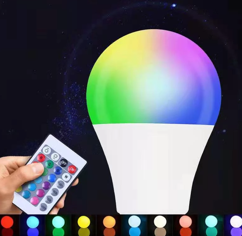 Bec LED 5W, A60, E27, RGB cu Telecomanda 