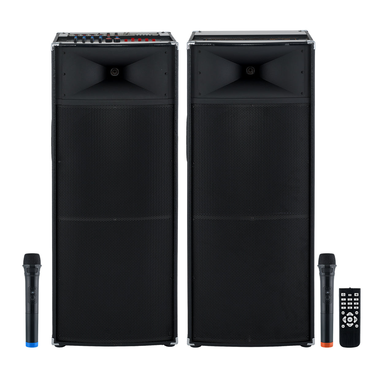 Set Boxe Active Profesionale cu Equalizer Graphic 5 benzi, Mixer incorporat, Microfoane Wireless și Conectivitate Bluetooth