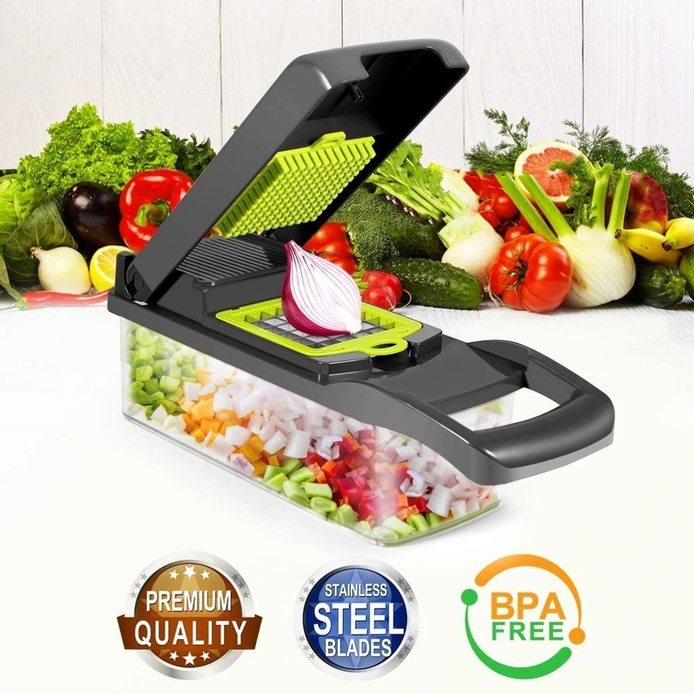 Razatoare multifunctionala pentru fructe si Legume - Set 12 Piese cu protectie Mana