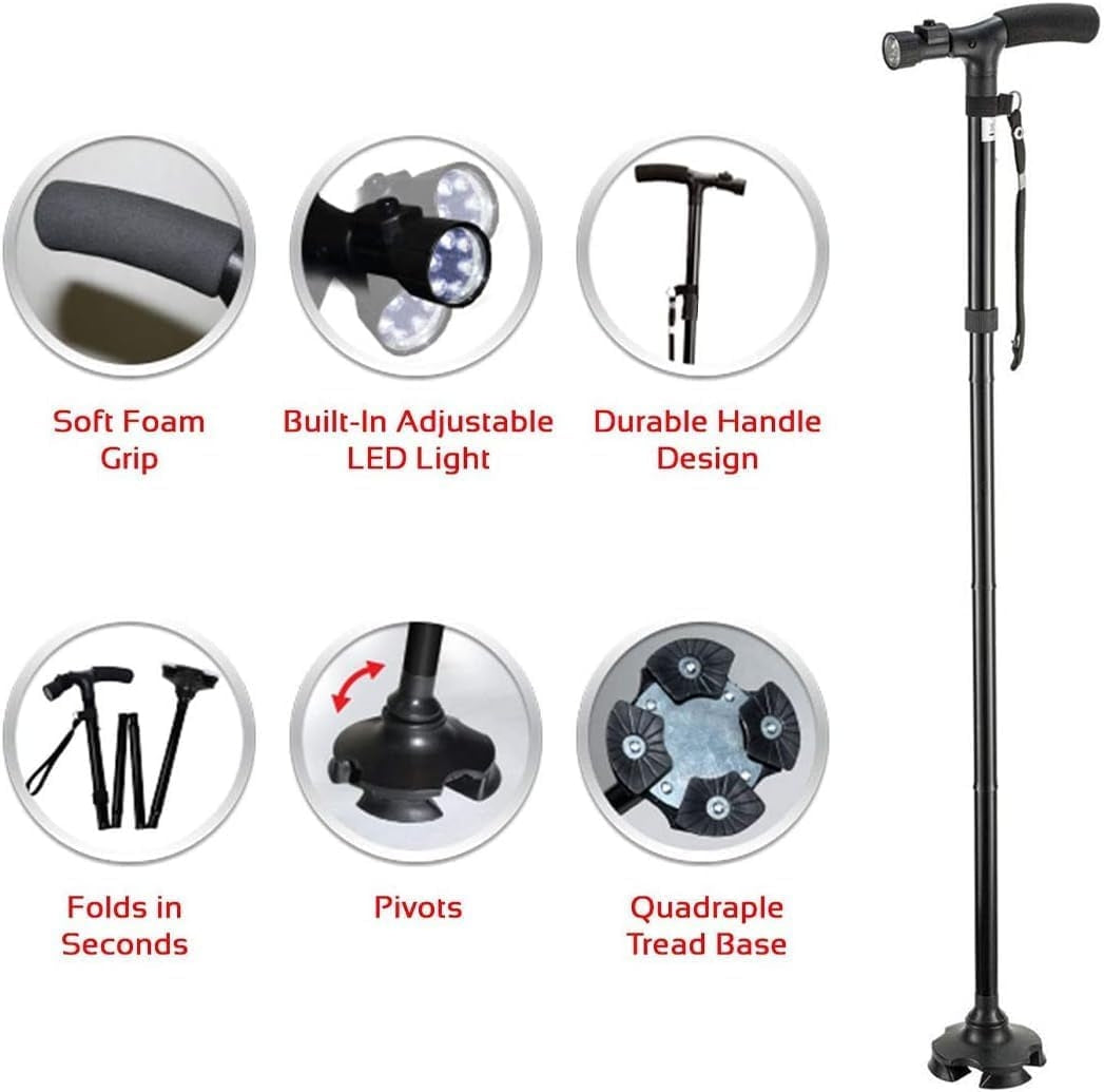 Trusty Cane – Baston pliabil și rezistent, cu lanternă integrată