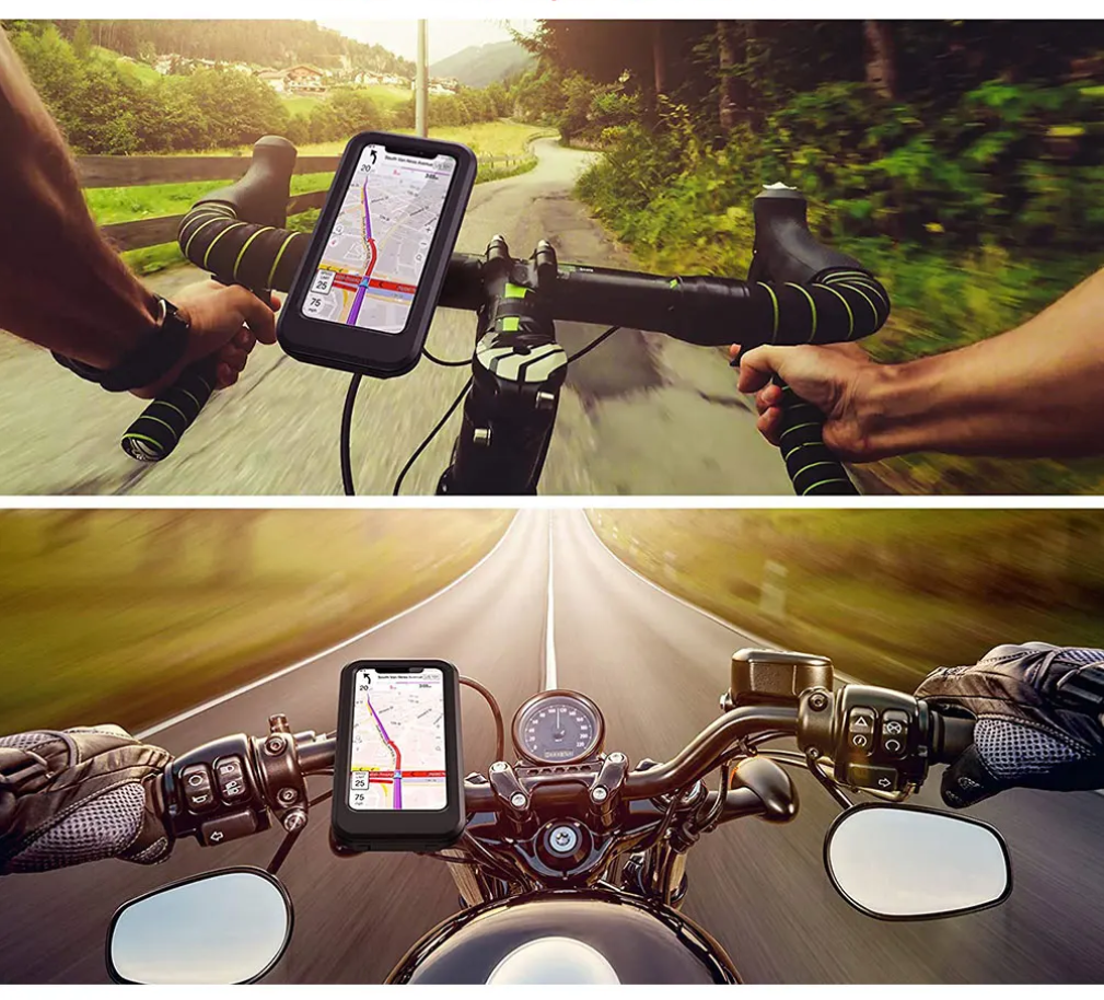 Suport telefon, pentru ghidon, inaltime reglabila, rotativ 360 grade, rezistent la apa