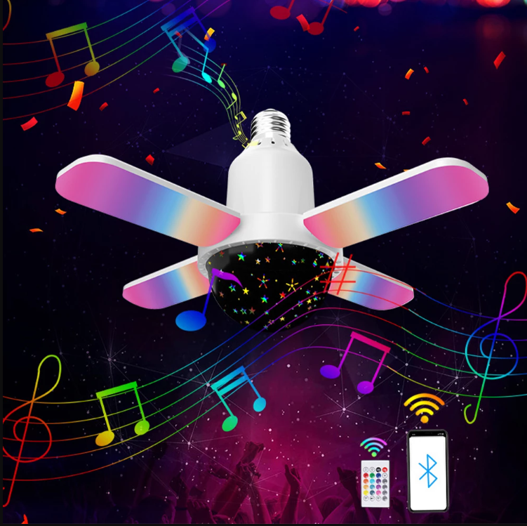 Mini lampa muzicala E27 LED Bec cu 4 brate 