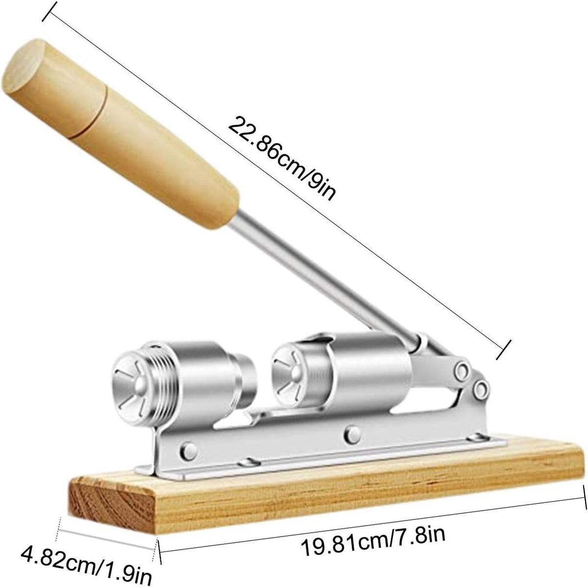 Spărgător manual de nuci și alune, cu suport din lemn, 20 x 16 x 5 cm 