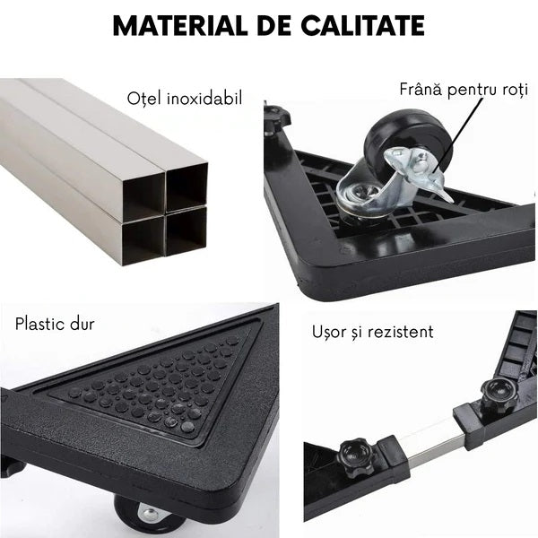 Suport cu Roți Ajustabil pentru Electrocasnice - Ușurință în Mutarea și Organizarea Aragazului și Frigiderului
