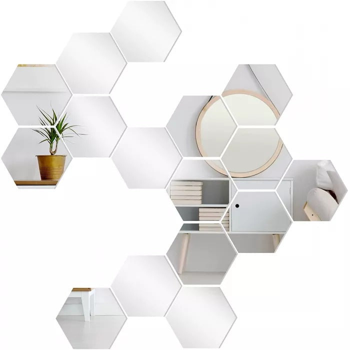 Set de 10 oglinzi acrilice, hexagonale decorative