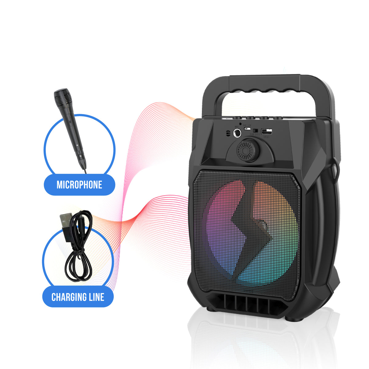 Boxa Portabila , lumini LED, Microfon Inclus. ZQS 6109