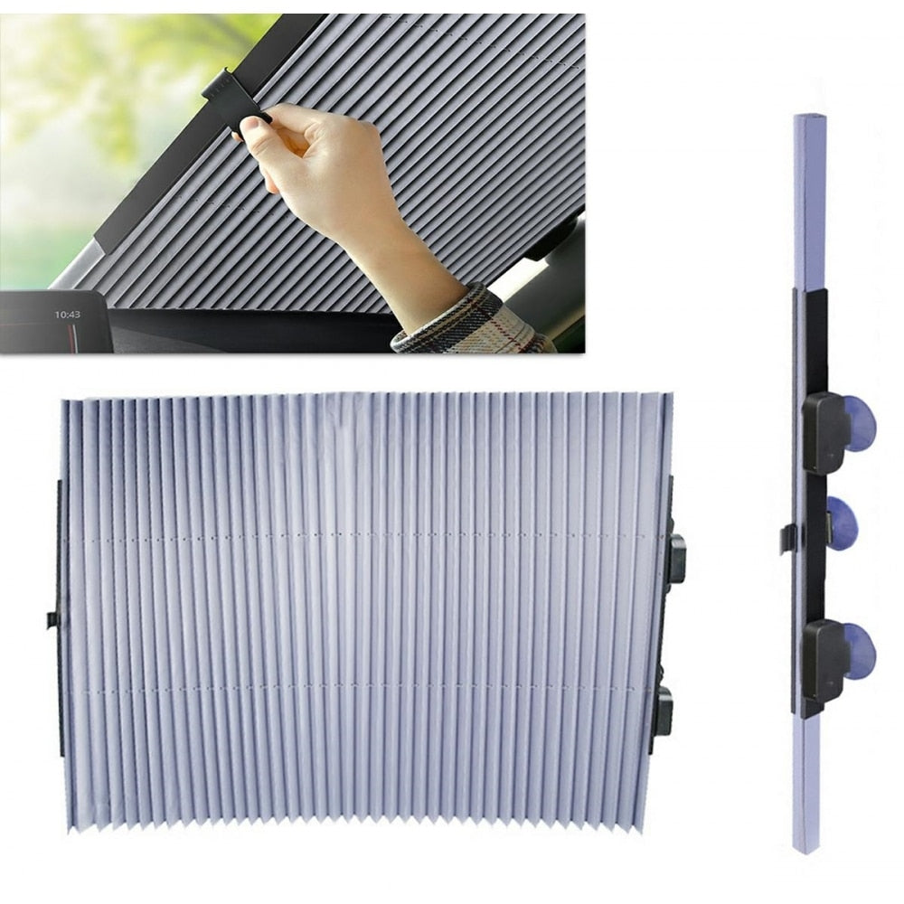 Parasolar Auto Retractabil, Fixare Ventuze, Aluminiu, 150 x 70 cm, Universal