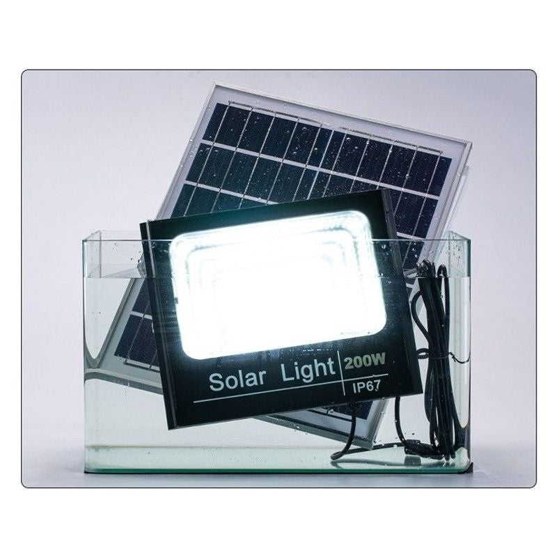 Proiector solar exterior 200W, 248 LED SMD, IP67, cu senzor și telecomandă 