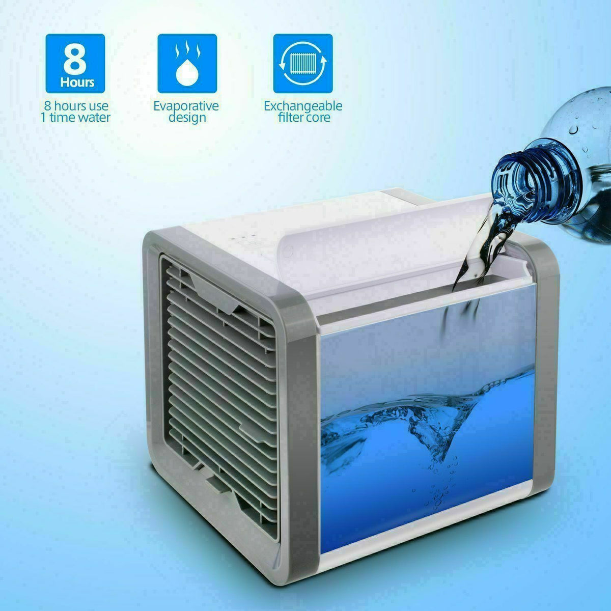 Racitor de aer portabil 4in1 Cooler cu umidificare si lumina ambientala